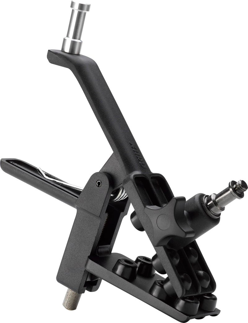 Kupo Adjustable Gaffer Grip with Dual Baby Studs, Reversible 1/4"-20 and 3/8"-16 Threads and Wide Jaw Adjustment for Rigging (KG500611)